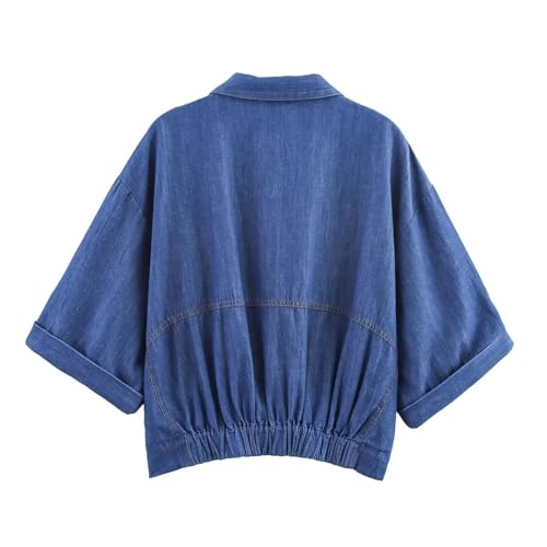 Women's Summer 2 Piece Set Lapel Half-Sleeved Waist Top with Drawstring Pants Suit3