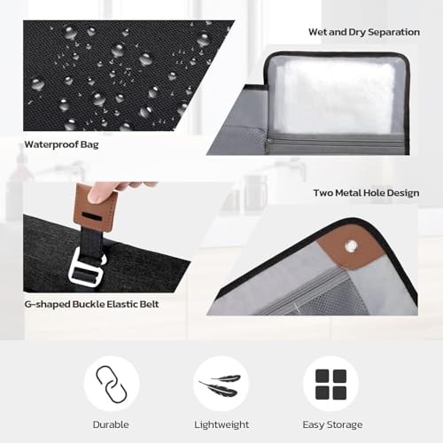 Image of Handcuffs Toiletry Bag for Men & Women Travel Essentials | Water-Resistant | Compact Bathroom Roll | Gifts Kit | Toiletry Accessories | Organizer for Hygiene | Shaving kit | Grooming Pouch (Black)