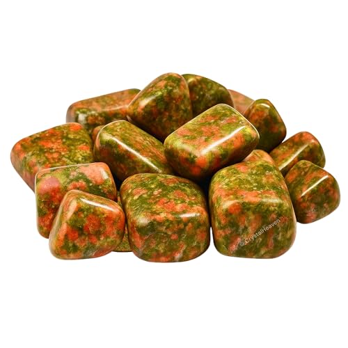 Image of Certified Unakite Crystal Healing Tumbled Stone, Natural Polished Crystals for DIY Crafts, Manifestation, Meditation, Pooja Feng Shui and Reiki Healing (30 Grams)