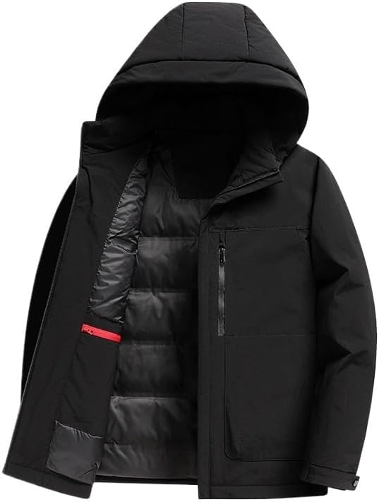 Mens Hooded Simple Down Jacket Winter Business Solid Color Casual Comfortable Warm Puffer Jackets Coat
