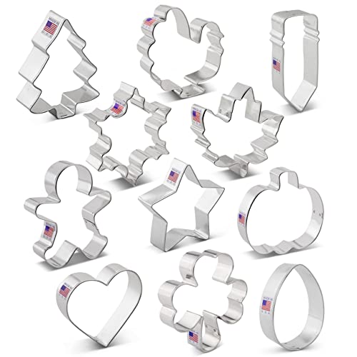 Ann Clark Cookie Cutters Cortadores de biscoito para o Natal e todas as estações: 11 pç. Natal, Pásc