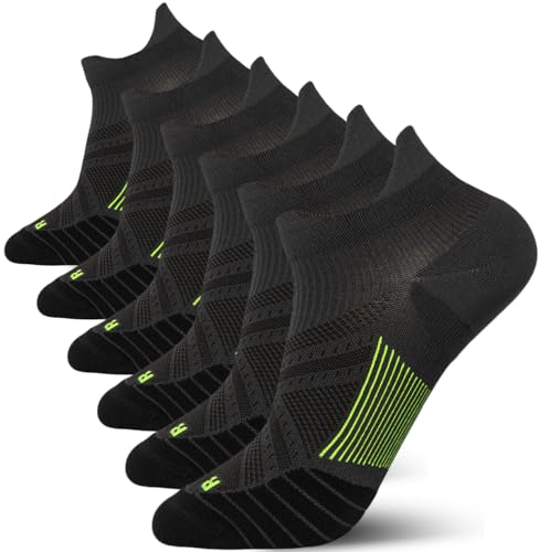 3 Pairs Compression Running Sport Socks for Men & Women-T Tersely Low Cut No Show Athletic Socks Ankle Socks for Plantar Fasciitis (AU, Alpha, Large, X-Large, Regular, Regular, BLACK+BLACK+BLACK)