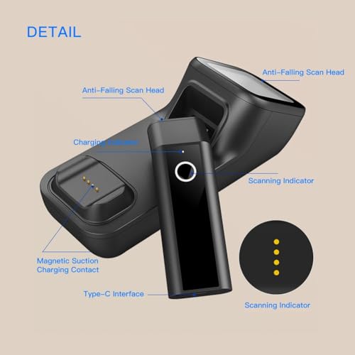 Scanner de codes-barres 1D portable Bluetooth sans fil avec base