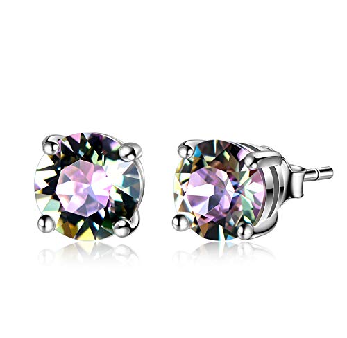 AOBOCO 925 Sterling Silver Stud Earrings for Women made with Vitrail Light Crystal from Swarovski®