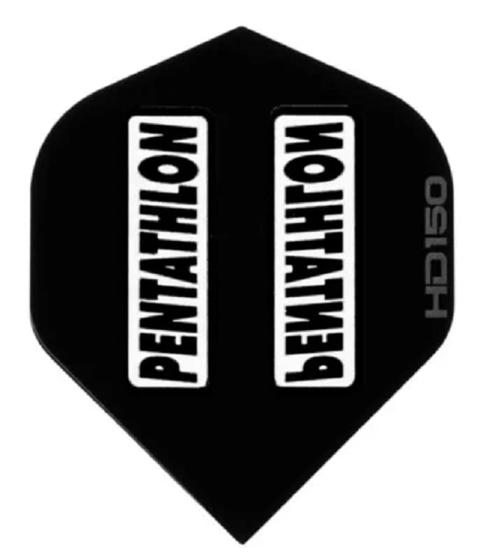 US Darts Pentathlon Black HD150 Standard Shape Dart Flights - 3 Sets (9 Flights) - 150 Micron - Super Tough