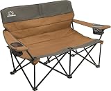 MOUNTAIN SUMMIT GEAR Quilted Low Loveseat Camping Chair for 2 with Padded Seat and Back for Camping/Hiking/Backpacking Made by Caddis Sports (Low Loveseat (Brown))