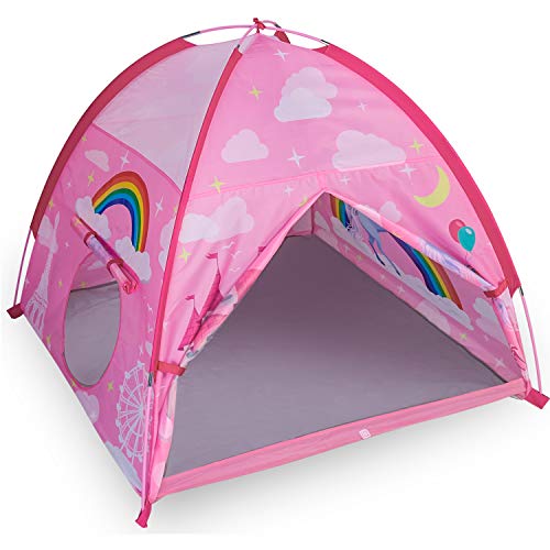 MountRhino Unicorn Play Tent Playhouse for Kids -48x48x42 Indoor Outdoor Pink Princess Castle Girls Play Tent, Portable Kids Pop Up Tent for Play Camping Playground Games & Gift