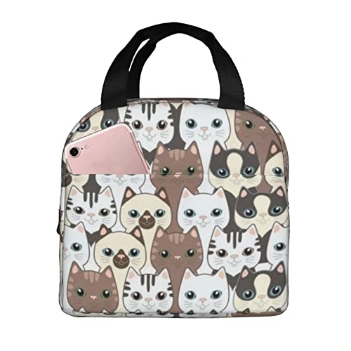 Cute Cat Insulated Lunch Bag Adorable Kitten Printed On Lunch Cooler Bag For Women Men Boy Girl School Office Work Picnic #TOP6