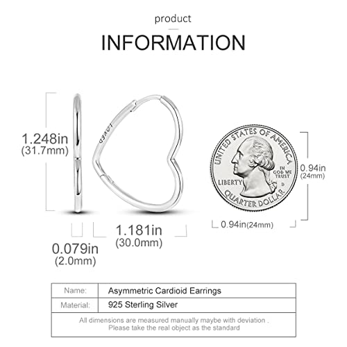 Narmo Silver Hoops Asymmetrical Heart Earrings Silver Hoop Earrings For Women Gold Hoop Cubic Zirconia Earrings Hypoallergenic Earrings (Pte008) #TOP2