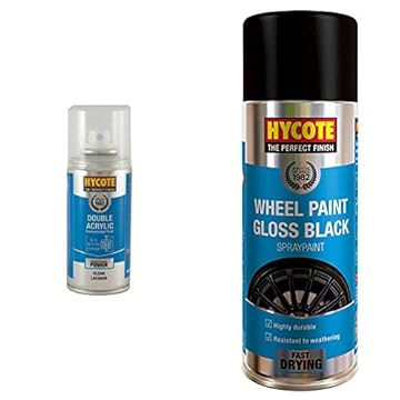 Hycote Clear Lacquer 150ml & Gloss Black Wheel Paint, 400ml