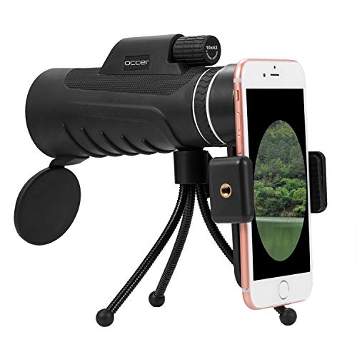 Occer 10X42 High Power Monocular Telescope HD Dual Focus Scope, Waterproof Compact Monocular with BAK4 Multi-Coated Zoom Lens, Low Night Vision for Hunting Bird Watching Camping Outdoor Sporting