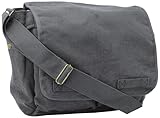 ARMYU Charcoal Grey Original Heavyweight Cotton Canvas Classic Heavyweight Military Messenger Bag + Streamer