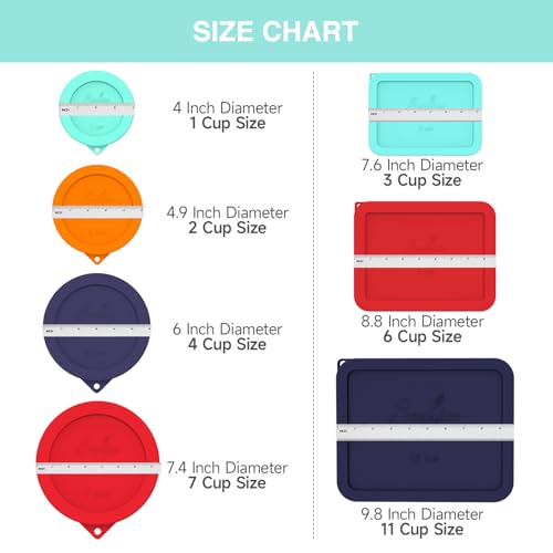 Sophico Round Silicone Storage Cover Lids Replacement for Anchor Hocking and Pyrex Glass Bowls (Container not Included) (MIX-6 PACK) by SOPHICO - Image 8