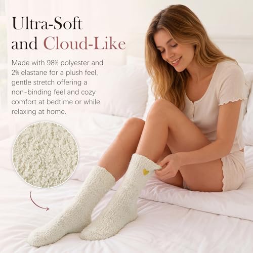 Image of Azue Fuzzy Warm Slipper Socks Women Super Soft Microfiber Cozy Sleeping Socks 6 or 5 Pairs