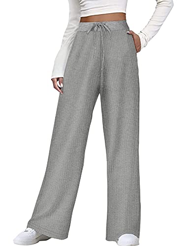 Dofaoo Long Sweatpants For Tall Women Plus Size Sweatpants Fall Lounge Wide Leg Pants With Pockets Grey 3Xl #TOP1