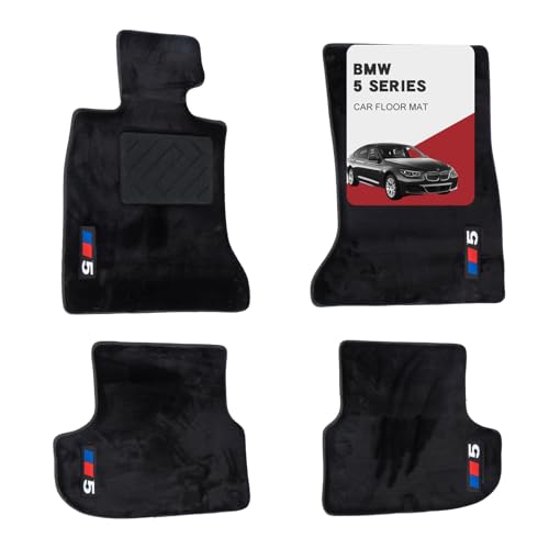 Custom 3D Car Mats for BMW 5 Series 2014-2017 (528i 535i 550i 535d 530i 540i 530e M5) All-Weather Luminous Wool Carpet Car Mats - Custom Fit Anti-Slip Full Coverage with Logo