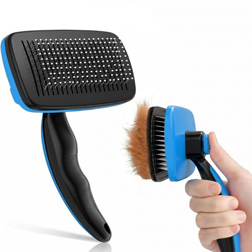 PetFusion Slicker Brush with Self-Cleaning Button