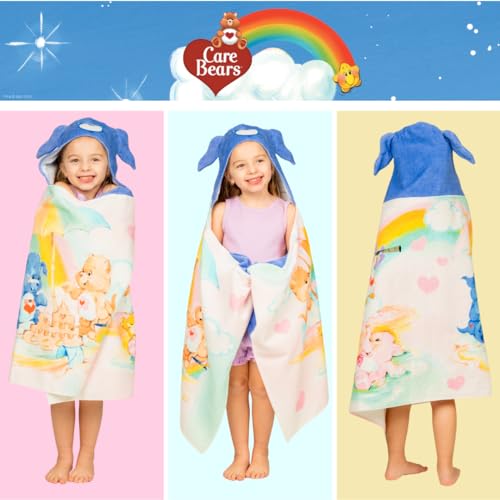Image of Care Bears Retro Kids Super Soft Bath /Pool /Beach Soft Cotton Terry Hooded Towel Wrap, 24 in x 50 in, (Officially Licensed Product) By Franco