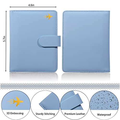 Passport Holder Passport Wallets, Upgraded Passport Holder Card Slots, Rfid Waterproof Travel Wallets For Men/Women/Family And Business (Blue) #TOP3
