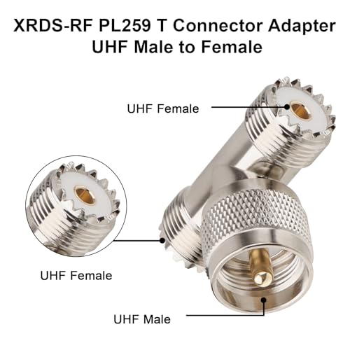 Adaptador T-Conector UHF Macho a Hembra, Pack 2 Pzs miniatura 2