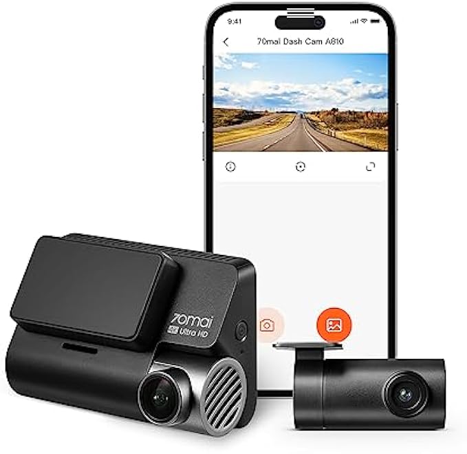 70mai New Dash Cam A810 with Sony Starvis 2 IMX678,Dual HDR Front and Rear Cam,Built in GPS,Night Owl Vision,Support 256GB Max,Smart Parking Guardian Mode,AI Motion Detection,Time-Lapse Recording