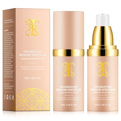 Pack de 2 Base de Maquillaje Color Adaptativo SPF50+ 30ml | Cobertura Perfecta & Textura Sedosa | Resistente al Agua y Sudor | Para Todo Tipo de Piel