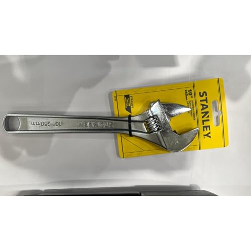 Image of STANLEY 87-471 10 inch (250mm) Adjustable Wrench, Lightweight Handle Design, Chrome Plated, Ideal for Plumbing, Automotive, Furniture Assembly, Outdoor Equipment Maintenance & General Household Tasks