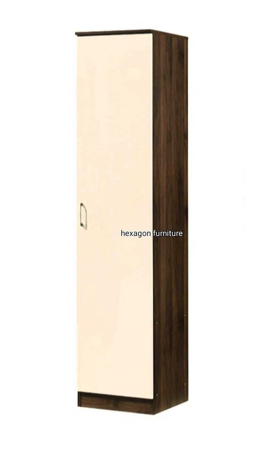 Single Door Wardrobe with 5 Shelves (Brown and Off White) and with LED Light Multi Colour Keychain of Hexagon Brand.-image-18