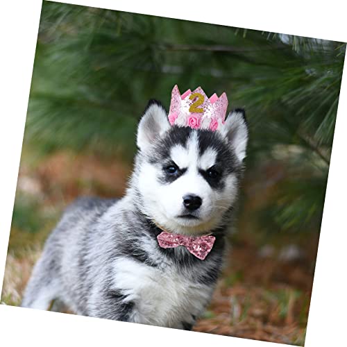 Mipcase 2 Conjuntos Chapéu Gravata Borboleta Gorro De Menina Aniversário Para Cachorro Chapéu De Cac