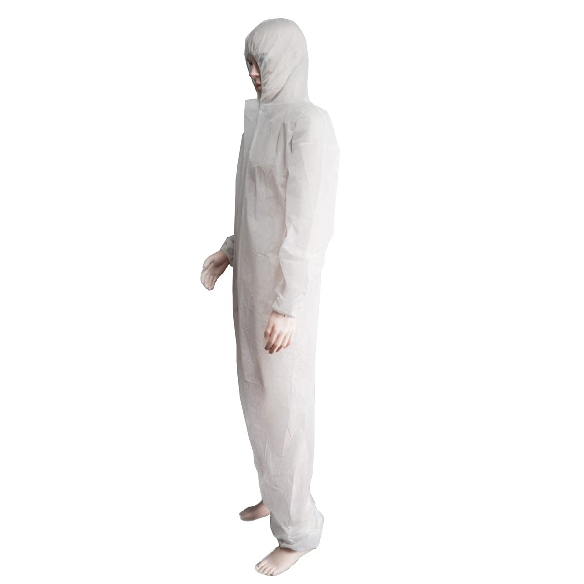 Lot de 10 combinaisons de peintre jetables en polypropylène avec capuche Taille L-XXXL (au choix) 40 g/m, Blanc., XL