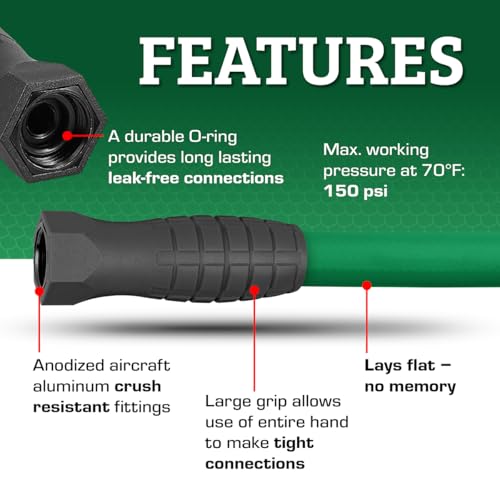 Image of Flexzilla Colors SwivelGrip Garden Hose 5 /8 in. x 10 ft., Lightweight All-Weather Water Hose, Durable and Flexible, Leak-Free Connections, Forest Green