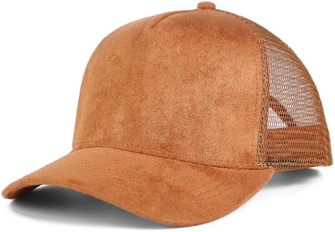 Suede Mesh Back Baseball Cap for Men Women Trendy 6-Panel Basebal...