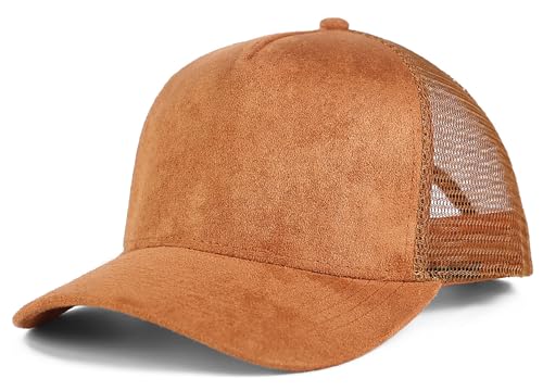 Suede Mesh Back Baseball Cap for Men Women Trendy 6-Panel Basebal...