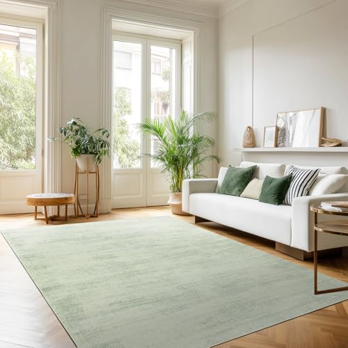 BILEEHOME Abstract Neutral Area Rugs for Living Room Sage Green Nursery 5x8 Rug Non Slip Washable Low Pile Floor Covering Carpet for Playroom Bedroom Light Green
