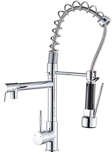 Votamuta Commercial Style Pull Down Sprayer Kitchen Sink Faucet Deck Mounted Single Handle Swivel Spout Kitchen Mixer Tap Chrome