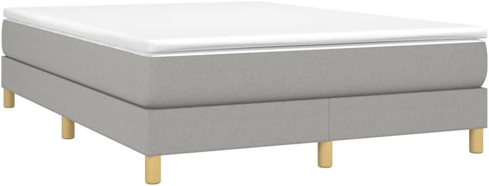 Bed Frame Light Grey 100% Polyester Fabric Platform with Plywood Slatted Foundation, Durable Engineered Wood, Easy Assembly, Sturdy Mattress Support for Modern Bedroom
