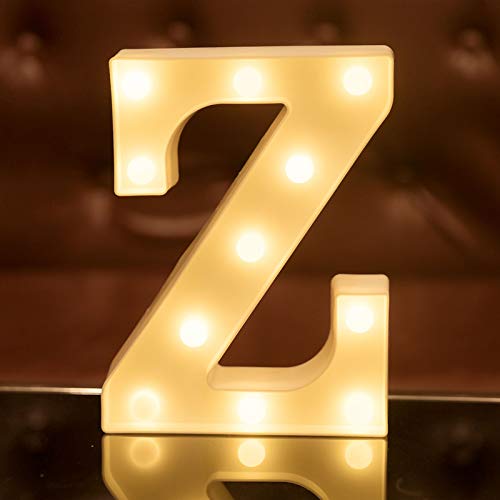 LED Letter Lights Alphabet Light Up Sign for Night Light Home Party Birthday Wedding Bar Decoration LED Letter Battery Powered Christmas Night Light Lamp Home Bar Decoration (Z)