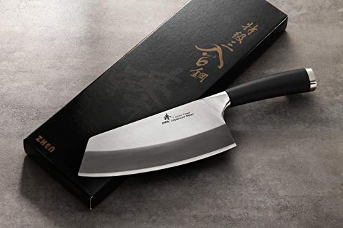 Zhen Japanese Vg-10 3-Layer Forged High Carbon Stainless Steel Light Vegetable Chopping Chef Knife/Cleaver, 7-Inch, Tpr Handle #TOP1