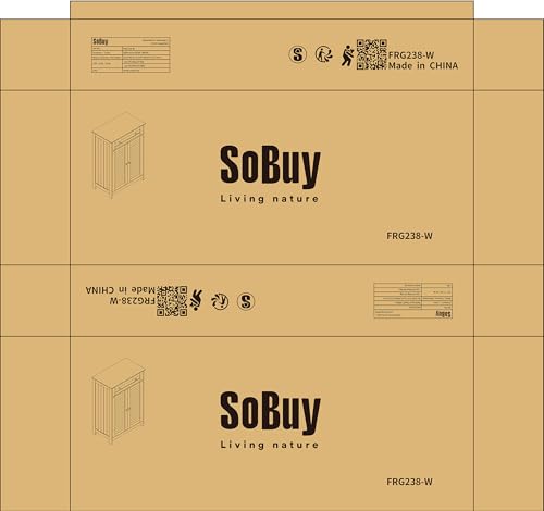 خزانة حمام من سو باي موديل FRG238-W، خزانة تخزين أرضية مع درج وأبواب مزدوجة، خزانة جانبية لتوفير المساحة للحمام، غرفة النوم، أو غرفة المعيشة