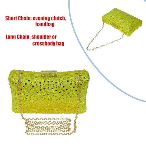 Image of Crystal Box Clutch Rhinestone Handbags For Women Party Purse Wedding Evening Bag