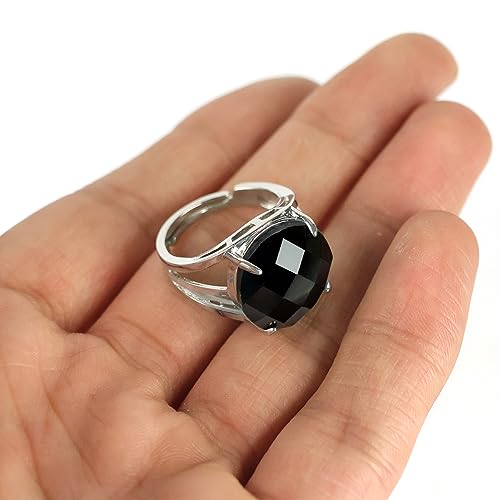 Image of Reiki Crystal Products Adjustable Rings, Round Cutting, Amethyst, Black Tourmaline, Goldstone brown, Green Jade, Lapis Lazuli, Opalite, Red Jasper, Rose Quartz, Tiger eye, Gemstone Ring
