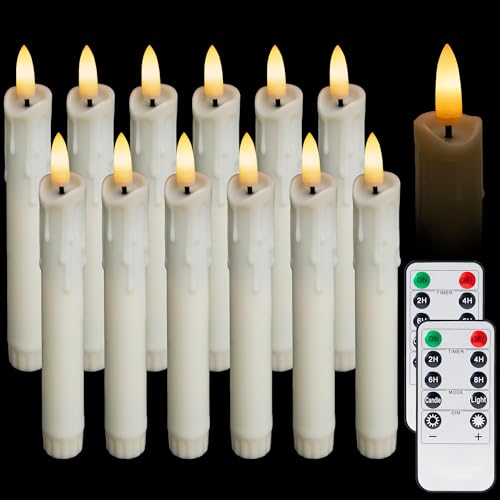 West Ivory 6.7" Short LED Dripping Wax Taper Candles –