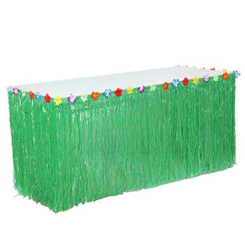 MINGZE Hawaiian Tafelrok, 275 * 75 cm Hawaiiaanse Luau Hibiscus Groene Gras Tafelrok Voor Feestdecoratie Evenementen… - Image 3