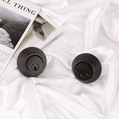Gobrico Double Cylinder Deadbolt Keyed On Both Sides Home Door Locking Security Round Knob Lock Oil Rubbed Bronze 1Pack #TOP4