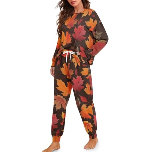 Image of Women's Pajamas Set Soft 2 Piece Loungewear Long Sleeve Pj Set Matching Sleepwear with Pockets for Women Plus Size