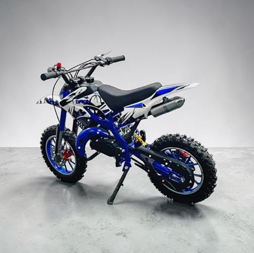Image of Amaze ZR Super 50cc Petrol Dirt Bike for Kids | 2 Stroke Mini Off Road Bike | Dual Start | Disc Brake | Rear Suspension | Max Speed 45 km /h | Kids Mini Motorcycle (Multicolor Chassis) (Blue)