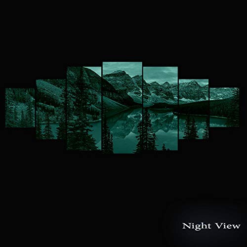 Startonight Acrylic Glass Wall Art - Blue Mountain Lake - Landscape Elegant Glossy Artwork Set Of 7 Panels 36" X 95" #TOP1