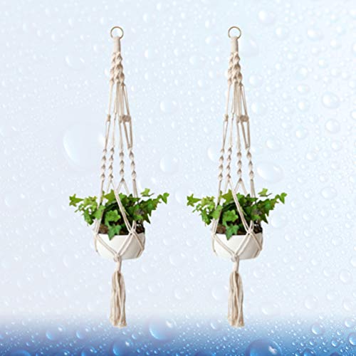 NICEXMAS 2 Pcs Cabides de Plantas de Macrame Pendurado Plantador de Vaso de Flores Suporte de Planta