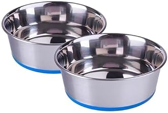 Pets Empire Stainless Steel Dog Bowls | Cat Feeding Bowls | Dog Cat Plate Bowls with Non-Slip Rubber Bases | Pet Feeder Bowl and Water Bowl, (2 X 450ml)