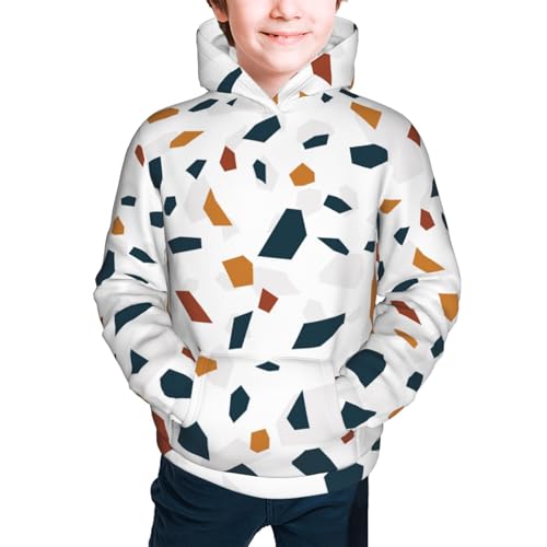 Terrazzo Tile Pattern Kids Pullover Hoodies Boys Sweatshirts Girls Athletic Clothes with Pocket2